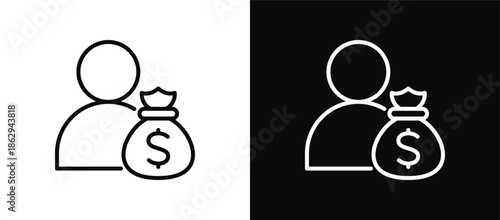 Employee Costs icon set black and white