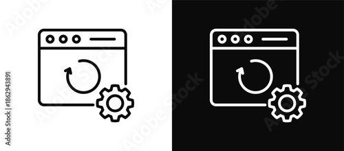 Refresh icon set black and white