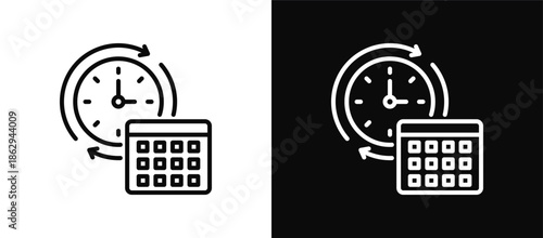 Long Time icon set black and white