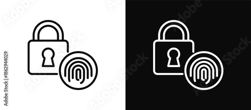 Fingerprint icon set black and white