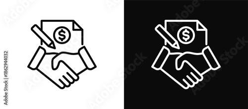 Agreement icon set black and white