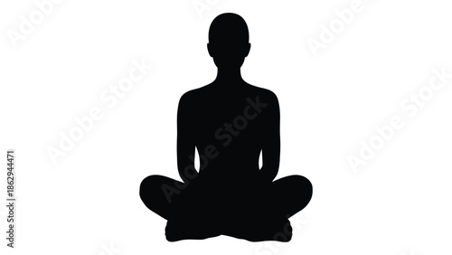 Silhouette of a person meditating in a lotus position peaceful and serene