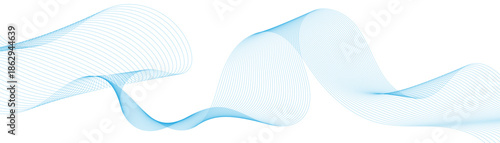 Abstract horizontal glowing blue line wave background