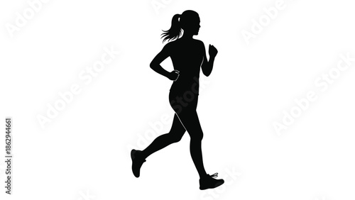 Silhouette of a woman running captured in a dynamic and energetic pose
