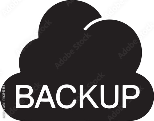 Cloud Backup Icon for Data Storage, Simple cloud backup icon symbolizing data storage, online protection, server backup systems, and secure digital file management technology.

