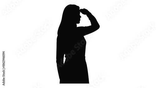 Silhouette of a woman with long hair hand raised to her head