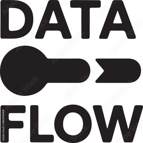 Data flow icon for digital information trans, Simple data flow symbol representing information movement, data transfer, and digital communication between systems, networks, and modern software proces
