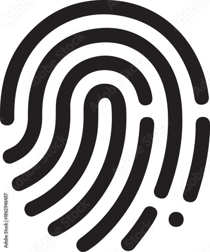 Fingerprint Icon for Biometric Security Access, Simple fingerprint icon symbolizing biometric authentication, identity verification, and secure digital

