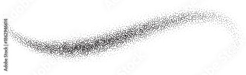 Grainy wave with stipple dots. Random brush stroke and textured splash. Noisy black shadow blob.