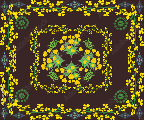 Yellow flower bed pattern