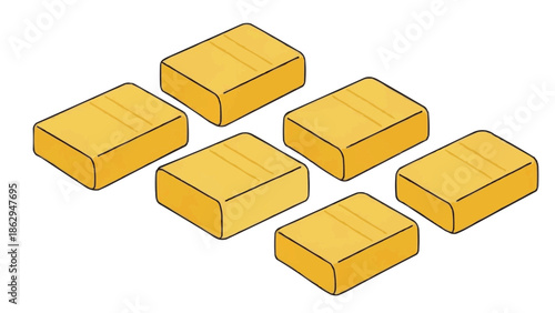 Sticks of butter on a white background