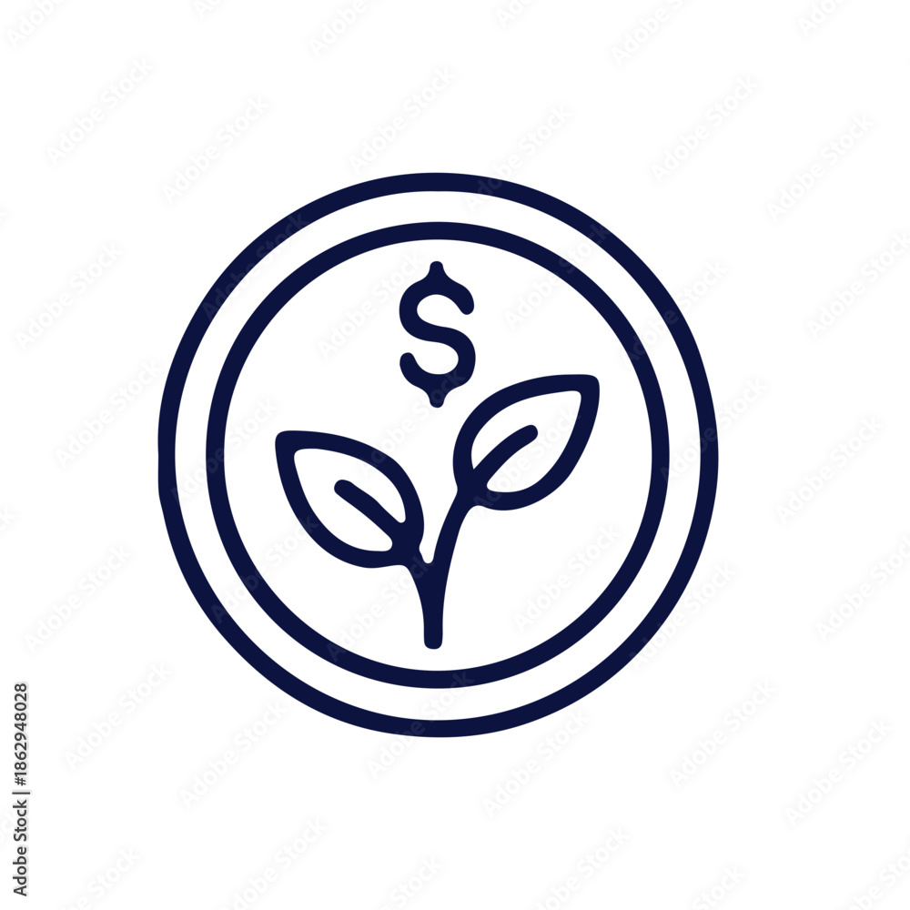 Obraz premium Eco Line Sustainable icon black and white vector design