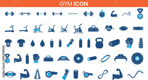 Modern Gym and Fitness Icons Set for Workout Training and Healthy Lifestyle
