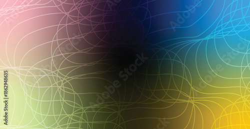 A bright abstract rainbow background features a colorful gradient pattern with geometric vector shapes and blurred light textures to create a vibrant decorative wallpaper illustration