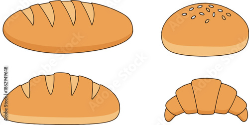 set of different kinds of bread