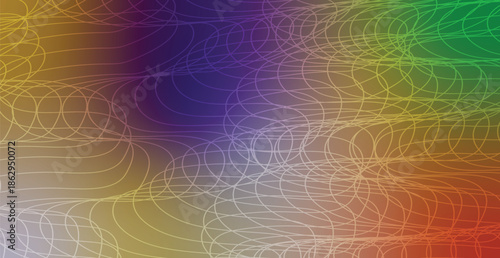 A bright abstract rainbow background features a colorful gradient pattern with geometric vector shapes and blurred light textures to create a vibrant decorative wallpaper illustration