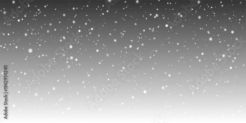 16:9 Falling snow snowfall Christmas winter holiday on PNG transparent background with bokeh lights screen overlay effect. Vector illustration Graphic design
