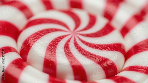 Close-up of red and white peppermint candies
