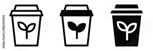 Eco friendly coffee cups with green leaf logo designs, Coffee Logo Vector Templates,Eco Coffee Logo Template Design