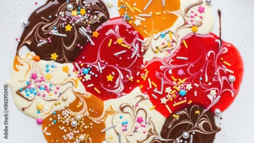 Colorful chocolate drizzle with sprinkles