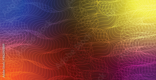 A bright abstract rainbow background features a colorful gradient pattern with geometric vector shapes and blurred light textures to create a vibrant decorative wallpaper illustration