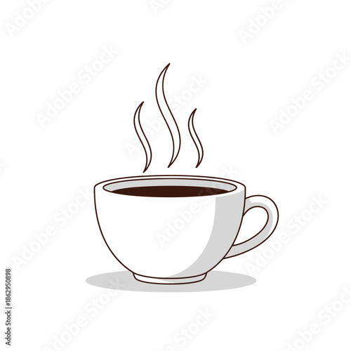 Steaming Coffee Cup Illustration on White Background