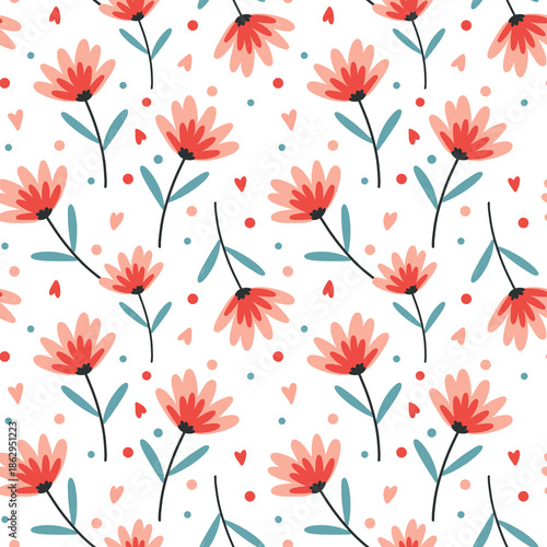 Wallpaper Mural Spring flowers seamless pattern Torontodigital.ca