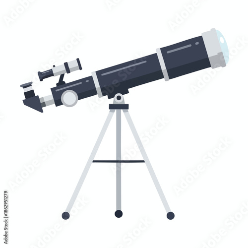 An illustration of a telescope on a tripod, ready for stargazing