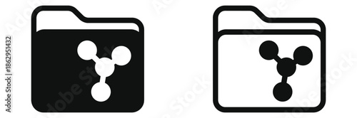 Molecular folder icons Folder icon set. Simple computer file folder icon. Modern computer file folder icon in black color isolated on white.