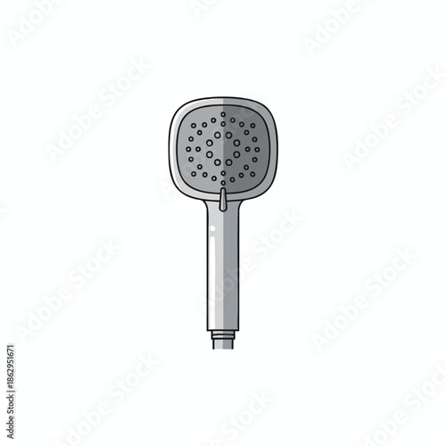 A symmetrical, top-down view of a handheld shower head on a white backdrop