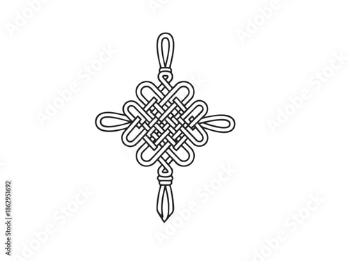 Traditional chinese knot line art illustration for lunar new year decorative element
