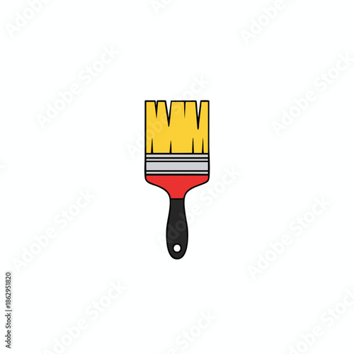 A colorful vector illustration of a paintbrush with a black handle