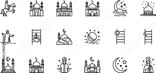 Islamic and Ramadan Line Icons Collection