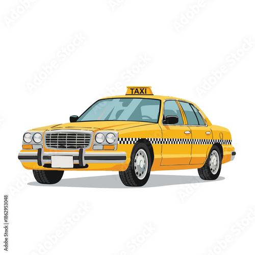 Yellow Taxi Cab Illustration on a White Background
