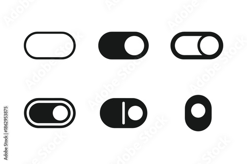 Microinteractions Logo Variations. Microinteractions. Icon set. Set Logo of Microinteractions: toggle switch on/off. harmonious logo variations of the same