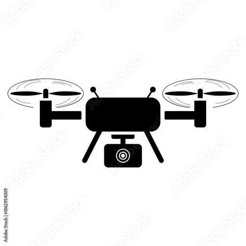 Camera drone silhouette for aerial photography and videography vector illustration