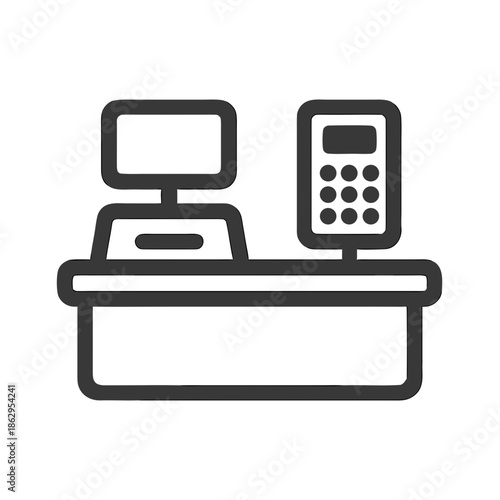 Checkout Counter Icon with POS Illustration