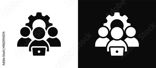 Technical Team icon set black and white