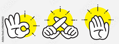 Hand Sign Icon Set (color)– 資料作成用 OK・NG・挙手 ハンドサインアイコン集(カラー)