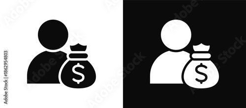 Employee Costs icon set black and white