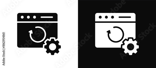 Refresh icon set black and white