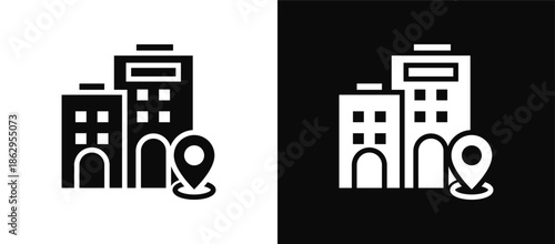 Center icon set black and white