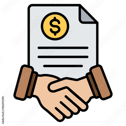 Trade Agreement Outline Color Icon