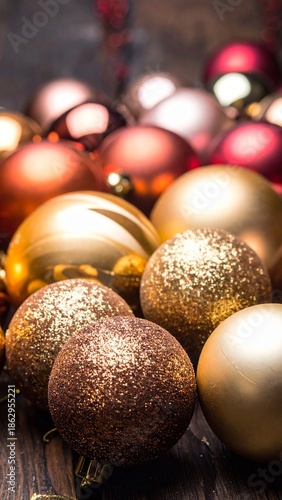golden christmas balls