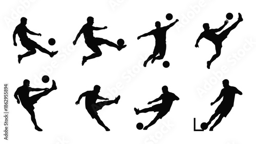 Silhouettes of soccer players in dynamic action poses a sporty illustration