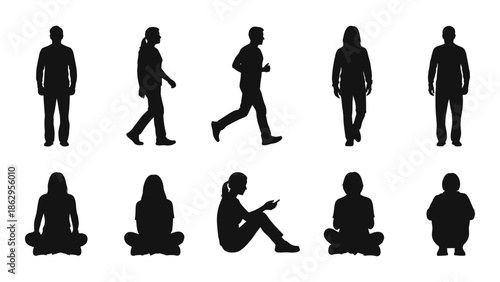 Silhouettes of people in various poses showcasing diverse body language