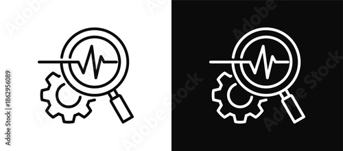 Diagnosis icon set black and white