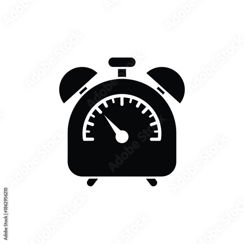Black alarm clock with white details silhouette