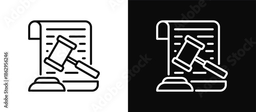 Judgement icon set black and white