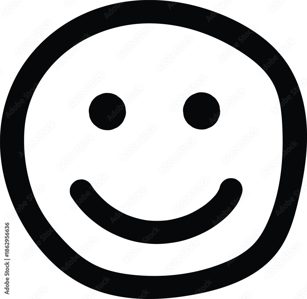 Fototapeta premium Hand drawing Happy smiley face or emoticon line art icon for apps and websites 
